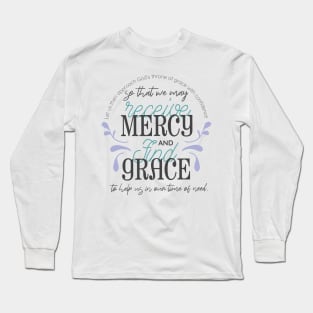 Hebrew 4:16 quotes with floral art black ver II Long Sleeve T-Shirt